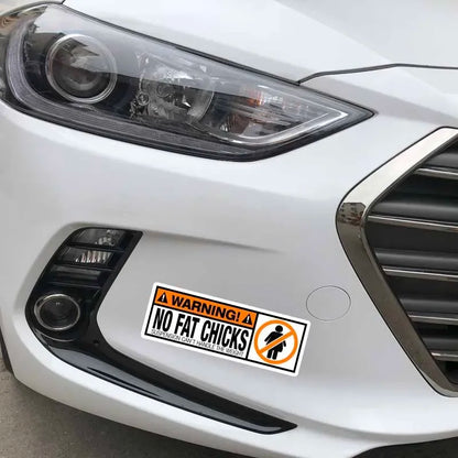 New Creative Design WARNING PVC Funny Decal WARNING No Fat Chicks Car Sticker PVC, 7CM