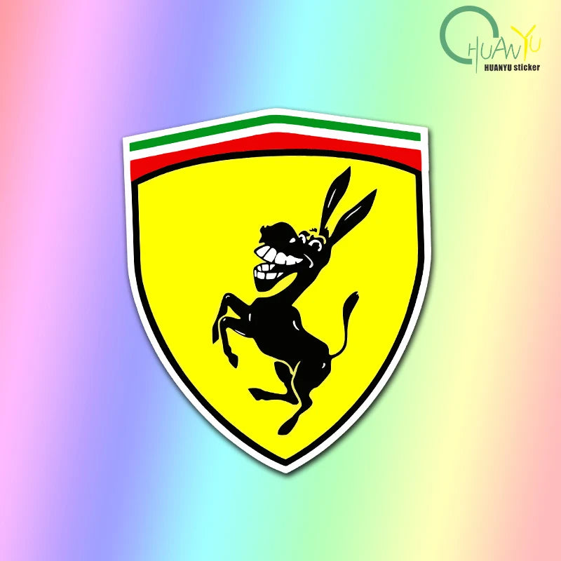 Car Sticker Donkey Pattern Reflective Self-adhesive Decal Decoration Shield Stickers Replacement for Ferrari