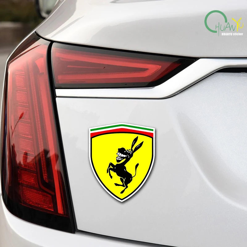 Car Sticker Donkey Pattern Reflective Self-adhesive Decal Decoration Shield Stickers Replacement for Ferrari