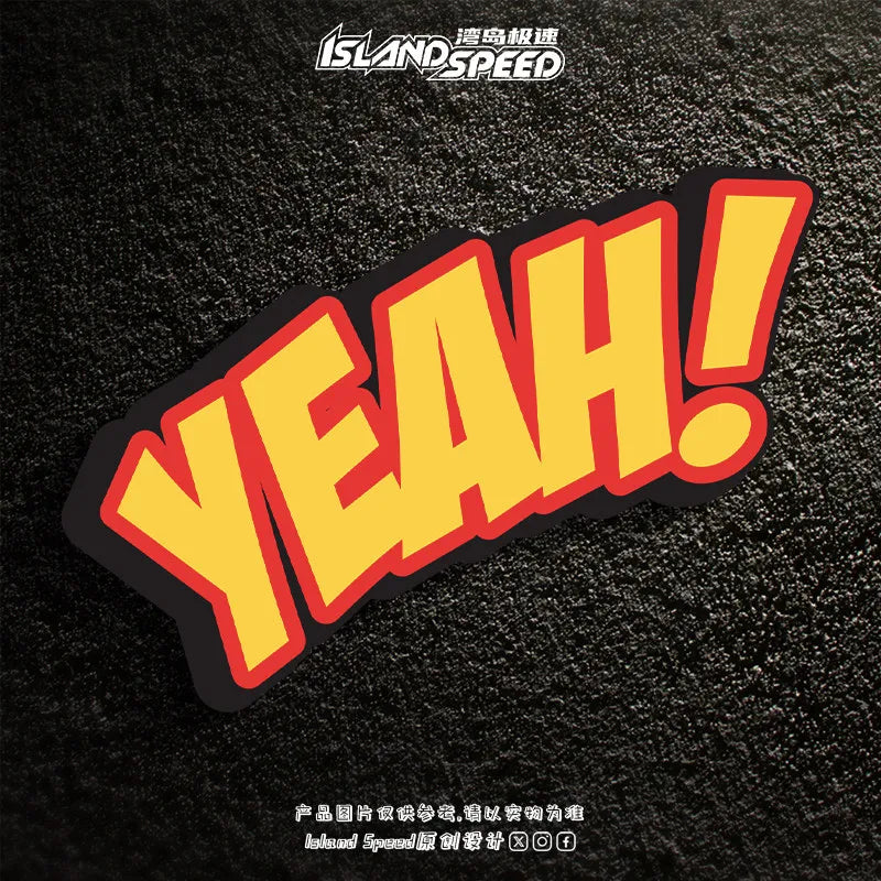 1pc Vibrant Yellow "YEAH!" Car Decal, Waterproof Vinyl Sticker, Cool Creative Decor for Car Body & Rear Window