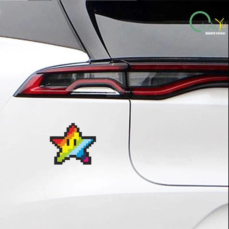 2x Pixel style rainbow star stickers