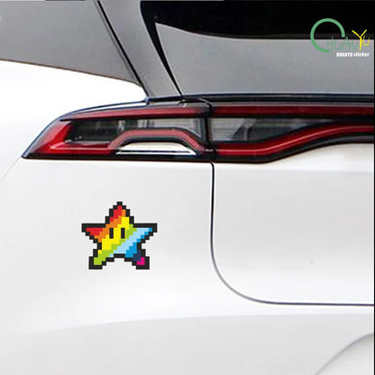 2x Pixel style rainbow star stickers