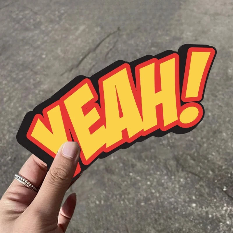 1pc Vibrant Yellow "YEAH!" Car Decal, Waterproof Vinyl Sticker, Cool Creative Decor for Car Body & Rear Window