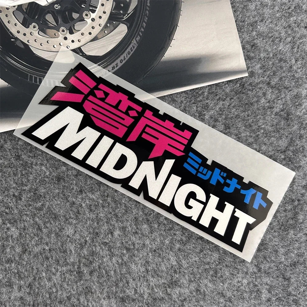 Car Decals Japanese Midnight Reflective Stickers Motorcycle Motorbike Scooter Auto Body Window Bumper Windshield Glass Decals
