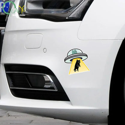 2x Cat UFO Creative Stickers