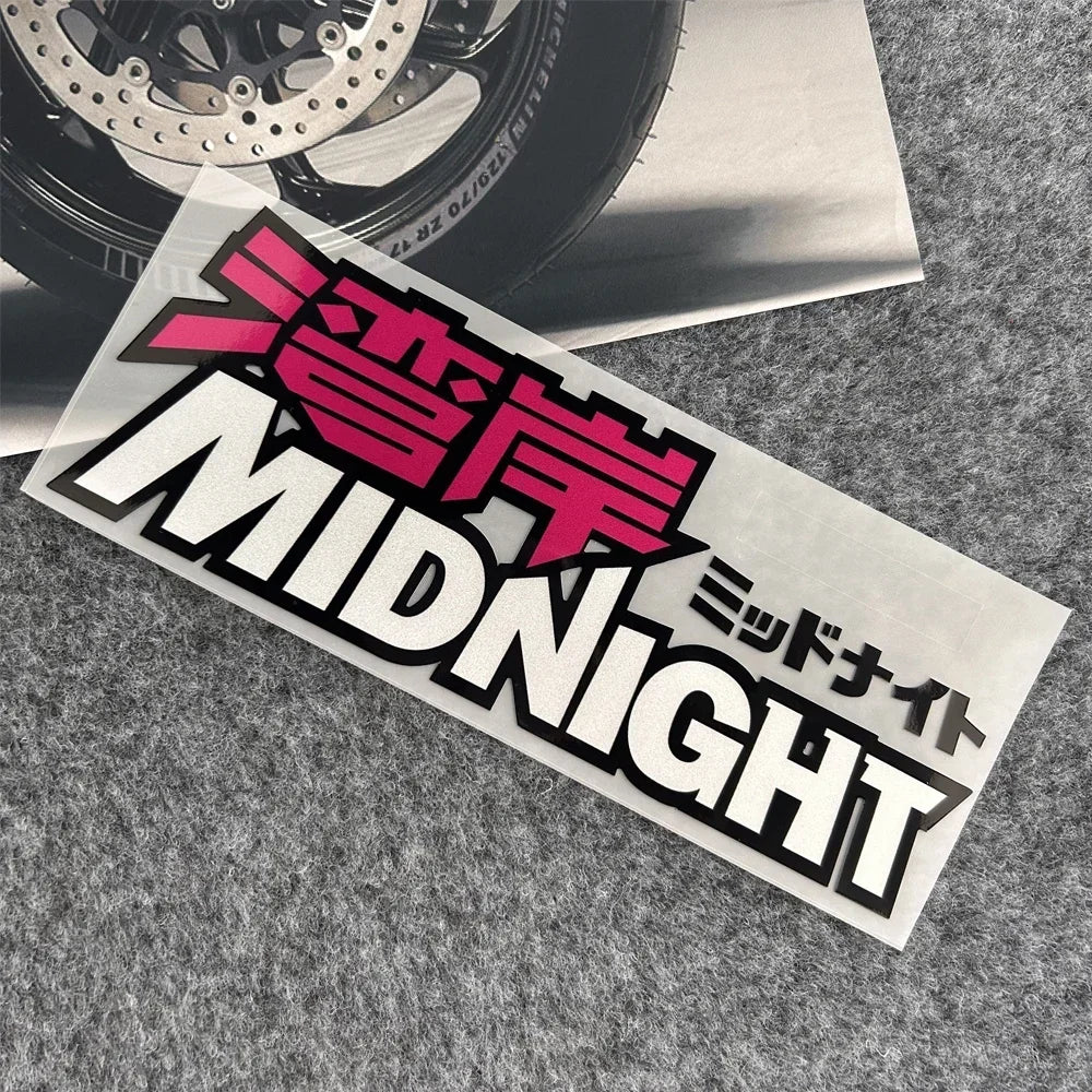 Car Decals Japanese Midnight Reflective Stickers Motorcycle Motorbike Scooter Auto Body Window Bumper Windshield Glass Decals