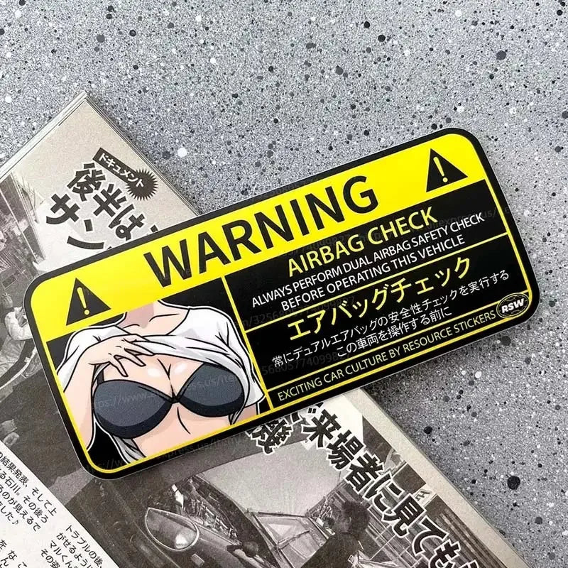 Cartoon Airbag Warning Decal Anime 1