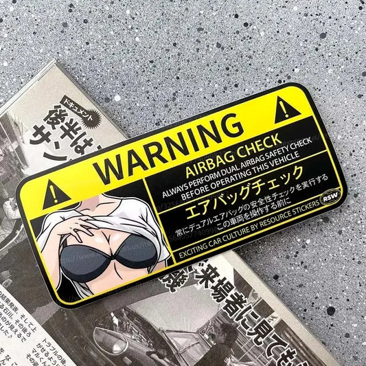 Cartoon Airbag Warning Decal Anime 1