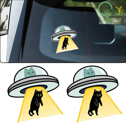 2x Cat UFO Creative Stickers