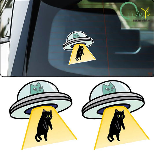2x Cat UFO Creative Stickers