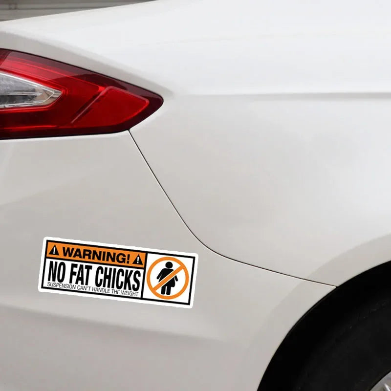 New Creative Design WARNING PVC Funny Decal WARNING No Fat Chicks Car Sticker PVC, 7CM