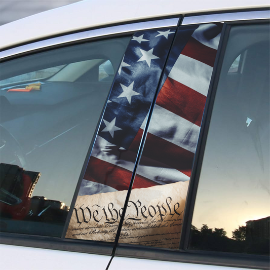 We The People American Flag Background Muscle Car Door B-Pillar Sticker - Professional Print
