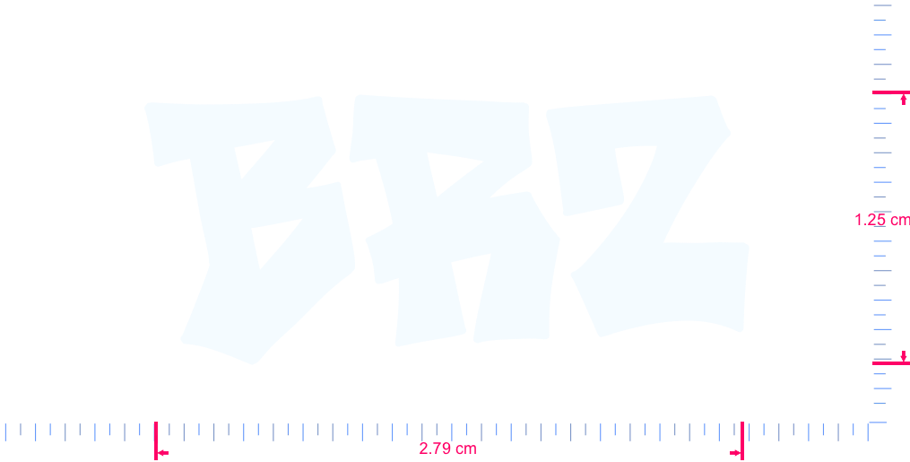 Text BRZ Vinyl custom lettering decall/1.25 x 2.79 cm/ White /