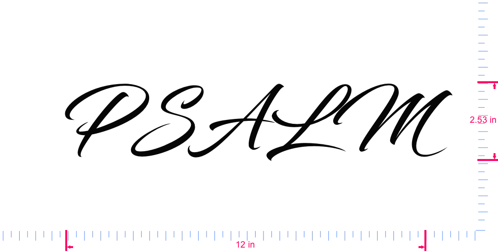 Text PSALM Vinyl custom lettering decall/2.53 x 12 in/ Black /