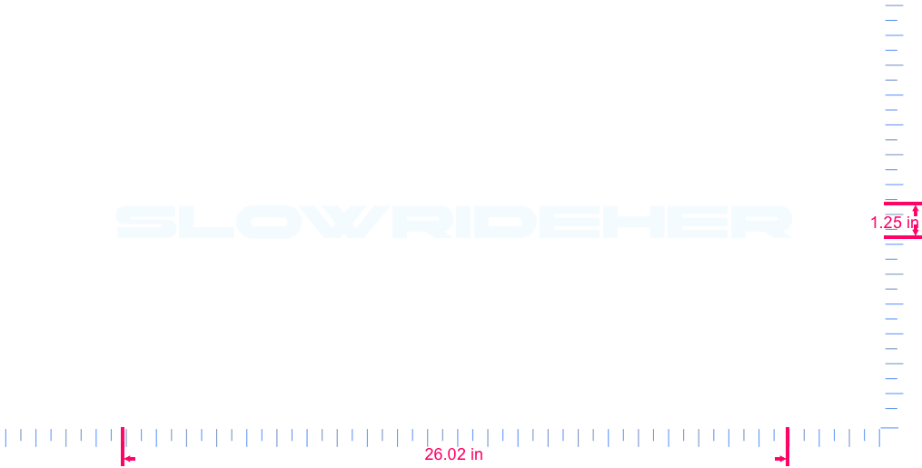 Text Slowrideher Vinyl-Aufkleber mit individuellem Schriftzug/1,25 x 26,02 Zoll/ Weiß /