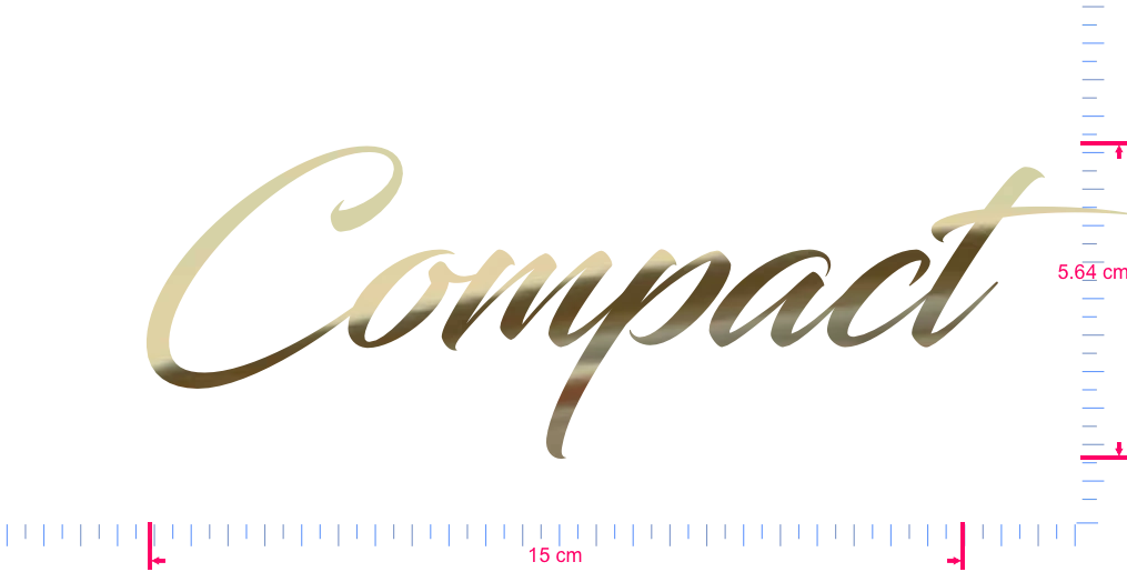Text Compact Vinyl custom lettering decall/5.64 x 15 cm/ Gold Chrome /
