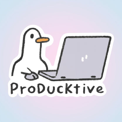 Producktive Productive Duck Laptop Sticker - Cute Duck with Laptop Design, Glossy End, Easy Application & Residue-Free Removal, for Macbook, PC, Notebook, Office Desk Decoration - Funny Workspace Decor for Productivity Boost, Notebook Accessory