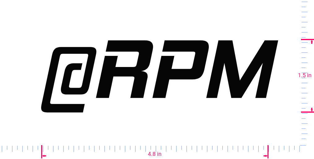 Text @RPM Vinyl-Aufkleber mit individuellem Schriftzug / 1,5 x 4,8 Zoll / Schwarz /