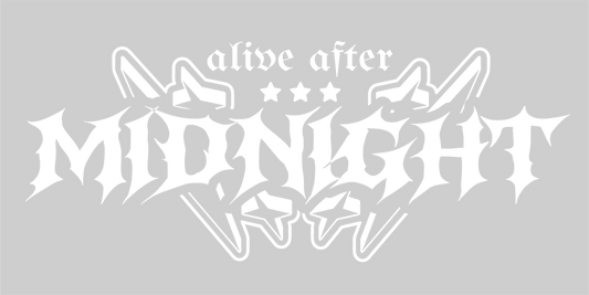 Alive After Midnight windshield decal fire font