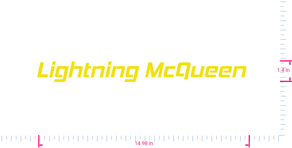 Text Lightning McQueen  Vinyl custom lettering decall/1.4 x 14.98 in/ Yellow /