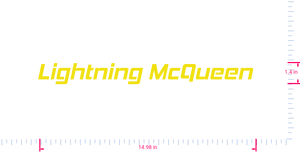 Text Lightning McQueen  Vinyl custom lettering decall/1.4 x 14.98 in/ Yellow /
