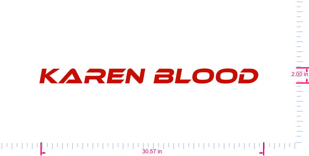 Text Karen Blood Vinyl-Aufkleber mit individuellem Schriftzug/2,00 x 30,57 Zoll/ Rot /
