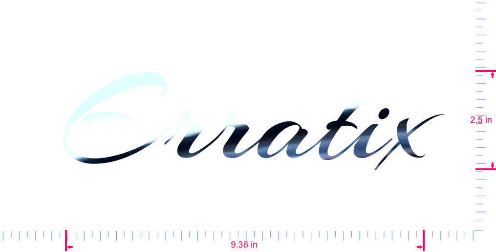 Text Erratix Vinyl custom lettering decall/2.5 x 9.36 in/ Mirror Chrome /