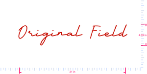 Text Original Field Vinyl custom lettering decall/4.09 x 21 in/ Red /