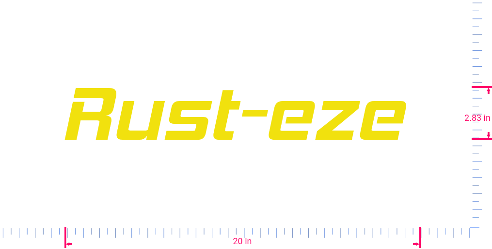 Text Rust-eze  Vinyl custom lettering decall/2.83 x 20 in/ Yellow /