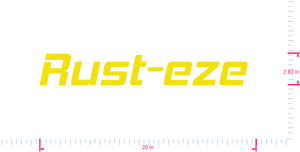 Text Rust-eze  Vinyl custom lettering decall/2.83 x 20 in/ Yellow /