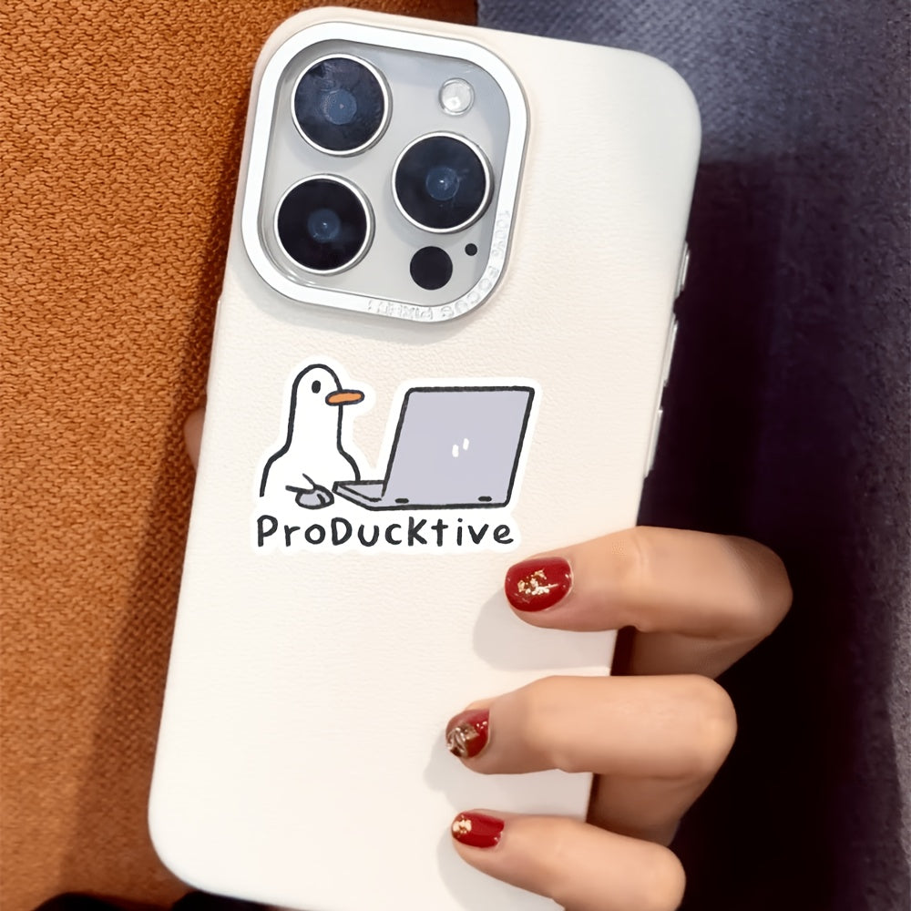 Producktive Productive Duck Laptop Sticker - Cute Duck with Laptop Design, Glossy End, Easy Application & Residue-Free Removal, for Macbook, PC, Notebook, Office Desk Decoration - Funny Workspace Decor for Productivity Boost, Notebook Accessory