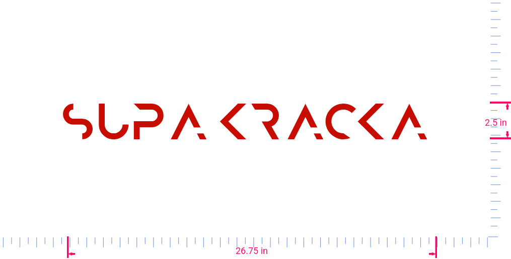Text SUPA KRACKA  Vinyl custom lettering decall/2.5 x 26.75 in/ Red /