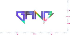 Text Gang Vinyl custom lettering decall/7.12 x 18.5 in/ OilSlick Chrome /