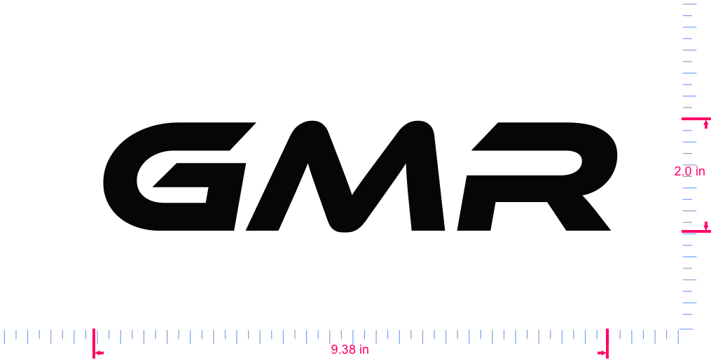 Text GMR Vinyl custom lettering decall/2.0 x 9.38 in/ Black /