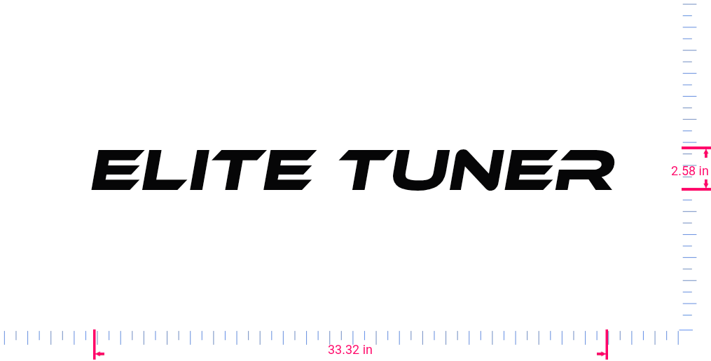Text Elite Tuner Vinyl-Aufkleber mit individuellem Schriftzug / 2,58 x 33,32 Zoll / Schwarz /