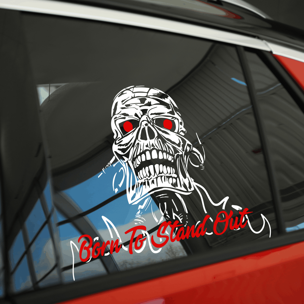 Born To Stand Out skull -Rear Windshield decal sticker