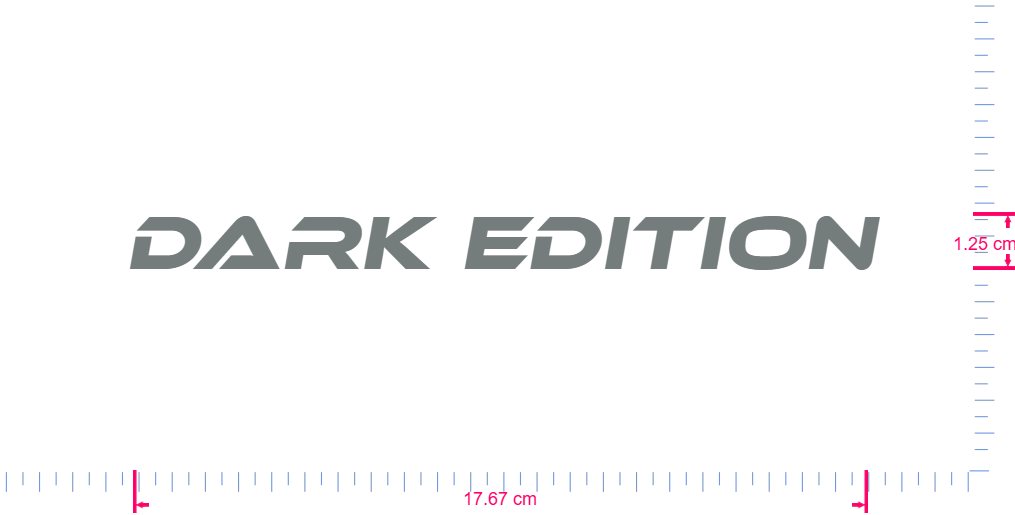 Text DARK EDITION Vinyl-Aufkleber mit individuellem Schriftzug / 1,25 x 17,67 cm / Grau /