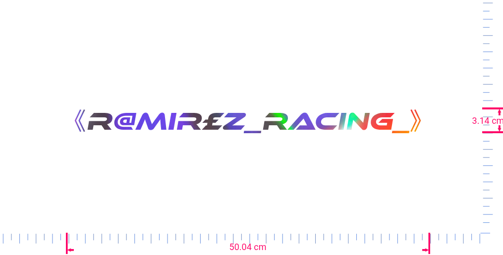 Text 《R@mir£z_racing_》 Vinyl custom lettering decall/3.14 x 50.04 cm/ OilSlick Chrome /