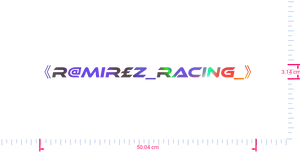 Text 《R@mir£z_racing_》 Vinyl custom lettering decall/3.14 x 50.04 cm/ OilSlick Chrome /
