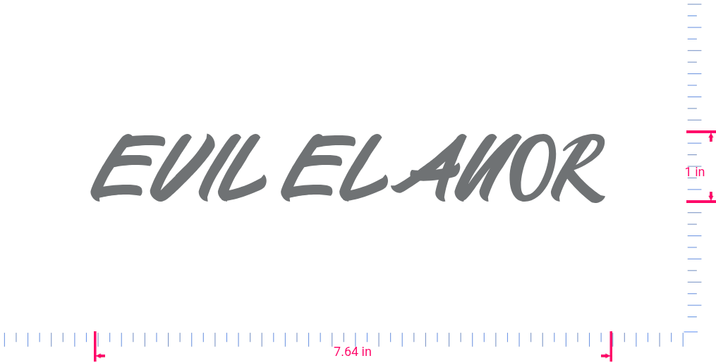 Text EVIL ELANOR Vinyl-Aufkleber mit individuellem Schriftzug / 1 x 7,64 Zoll / Silbergrau /