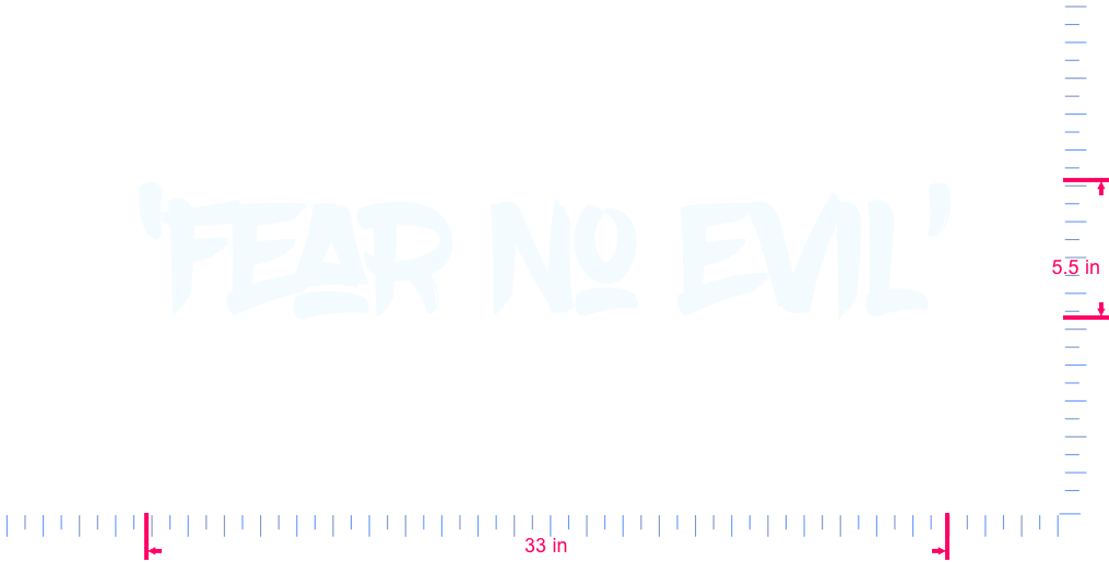 Text ‘Fear No Evil’ Vinyl custom lettering decall/5.5 x 33 in/ White /