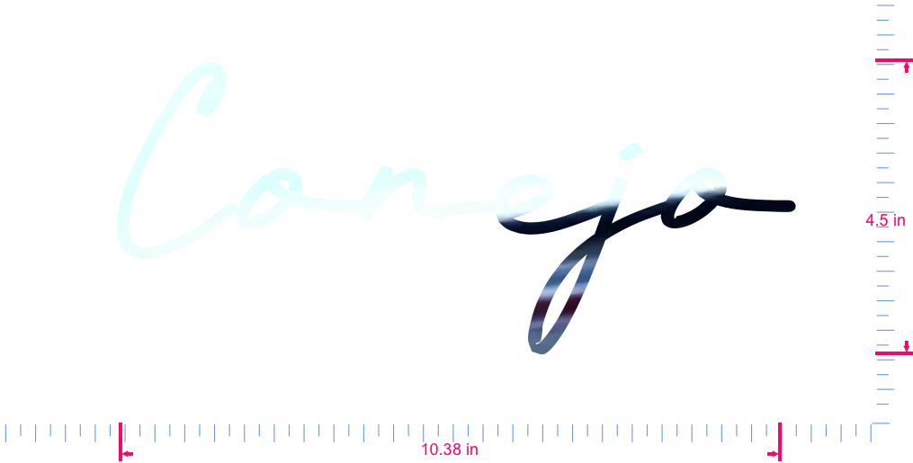 Text Conejo Vinyl custom lettering decall/4.5 x 10.38 in/ Mirror Chrome /