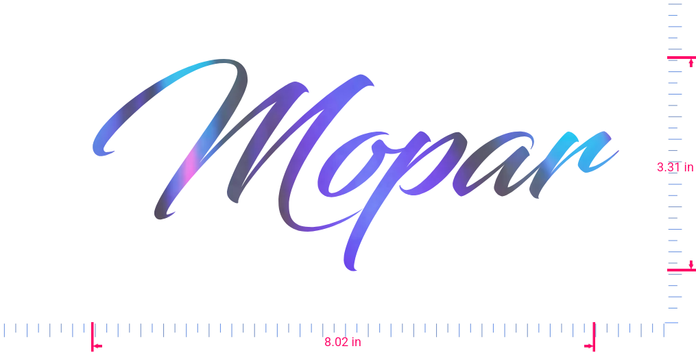 Text Mopar Vinyl custom lettering decall/3.31 x 8.02 in/ OilSlick Chrome /