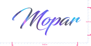 Text Mopar Vinyl custom lettering decall/3.31 x 8.02 in/ OilSlick Chrome /