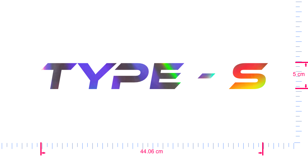 Text Type - s Vinyl-Aufkleber mit individuellem Schriftzug / 5 x 44,06 cm / OilSlick Chrome /