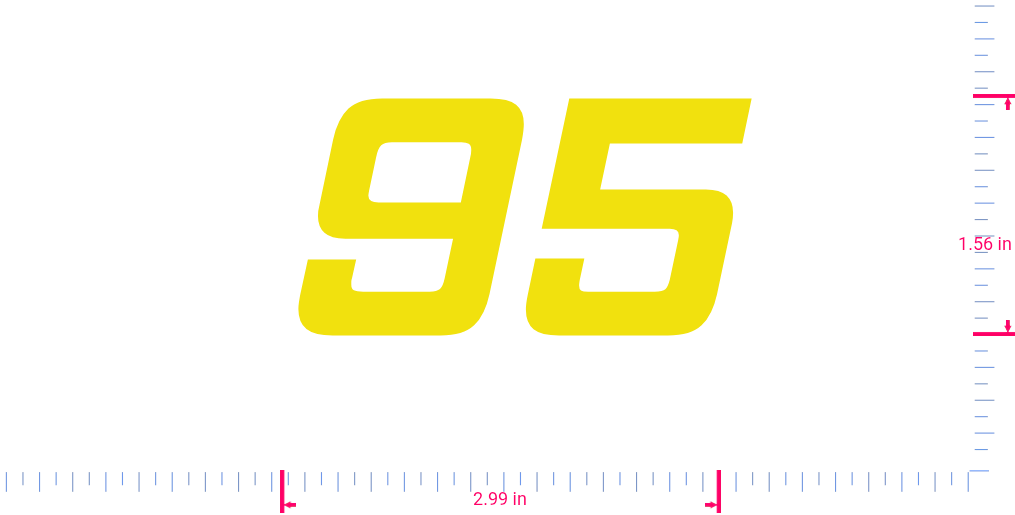Text 95 Vinyl custom lettering decall/1.56 x 2.99 in/ Yellow /