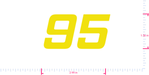 Text 95 Vinyl custom lettering decall/1.56 x 2.99 in/ Yellow /