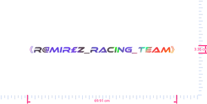 Text 《R@mir£z_racing_team》 Vinyl custom lettering decall/3.36 x 69.91 cm/ OilSlick Chrome /