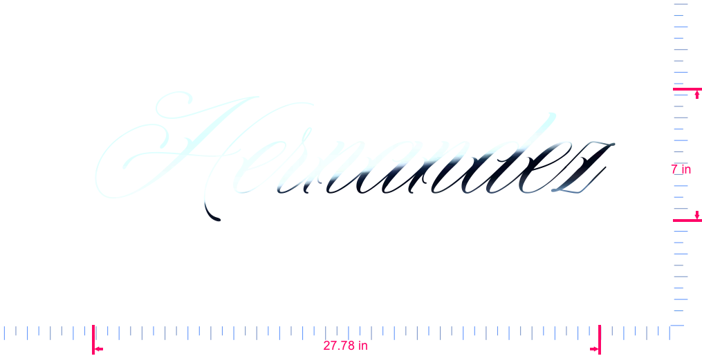 Text Hernandez Vinyl custom lettering decall/7 x 27.78 in/ Mirror Chrome /