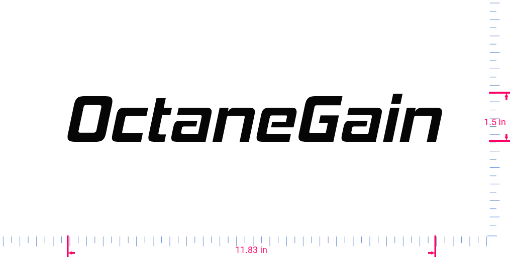 Text OctaneGain Vinyl custom lettering decall/1.5 x 11.83 in/ Black /